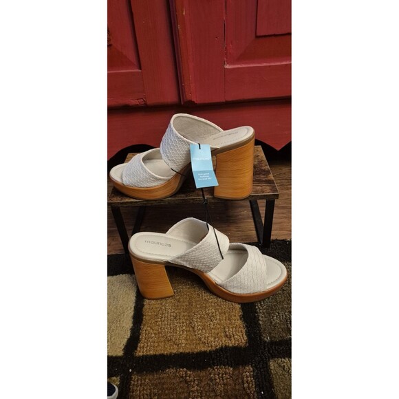 NWT Maurices Size 10 Brittany Wood Block Heel White Y2k Style Retail 49.90 NEW - Picture 2 of 6